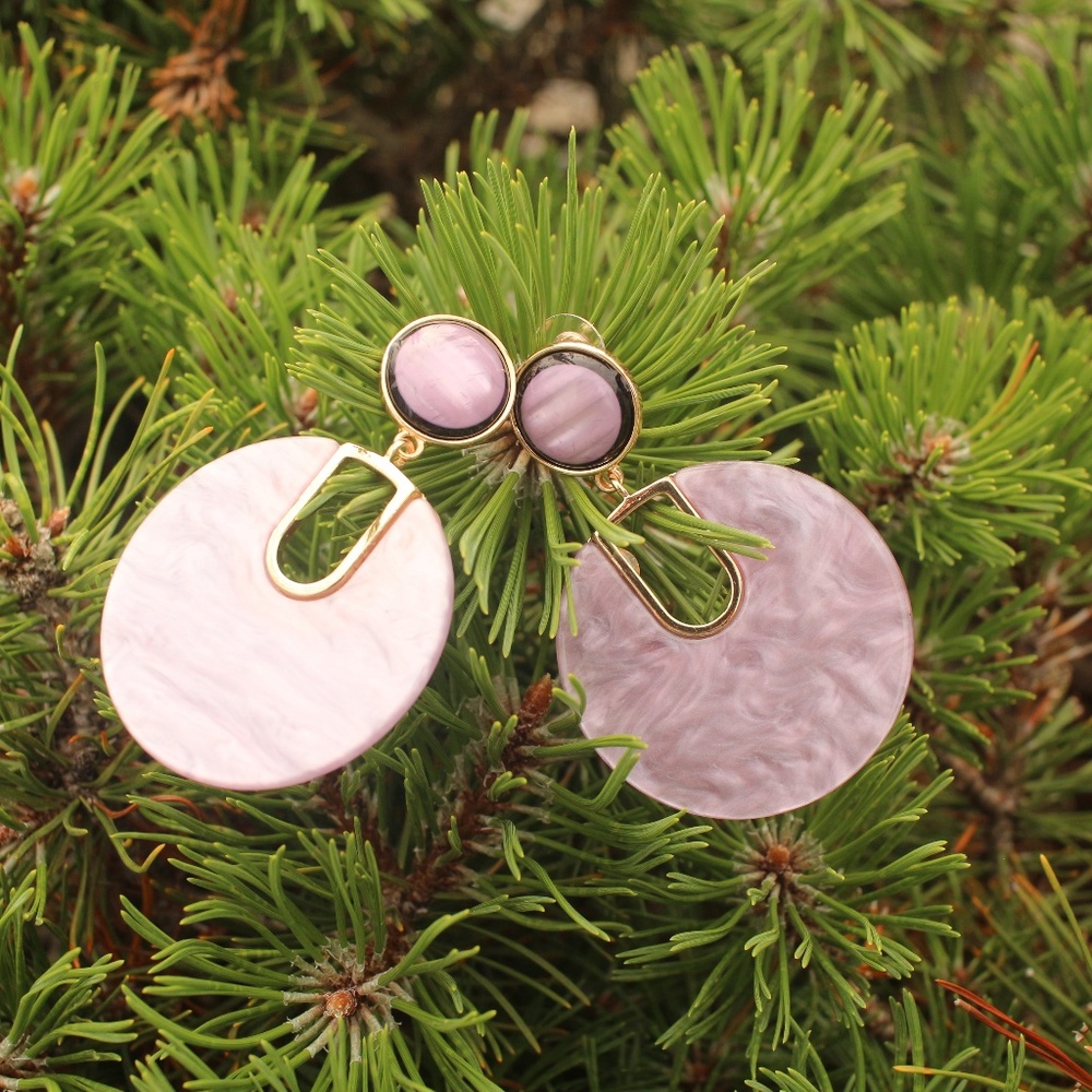 NEW Purple Large Huge Circle Disc Acrylic earrings - Picture 2 of 8